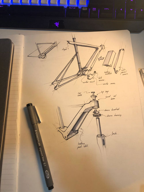 eBike frame concept art.